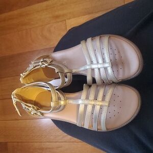 Geox Gold Strappy Sandals Size 8.5